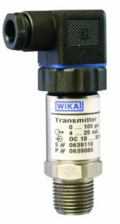 WIKA 8643652 General Purpose Pressure Transmitter, 4   20mA 2 Wire Signal Output, Stainless Steel Wetted Parts, 0 100 psi Range, 0.25% Accuracy, 1/2" Male NPT Connection