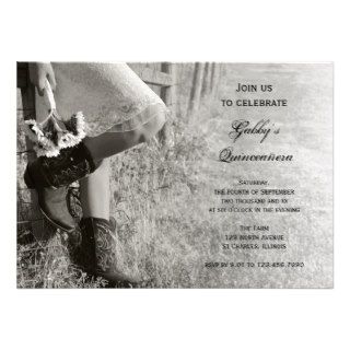 Cowgirl and Sunflowers Country Quinceañera Invite