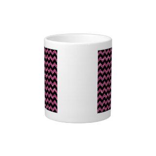 Hot Pink Chevrons Chic Elegant Glitter Print Jumbo Mug