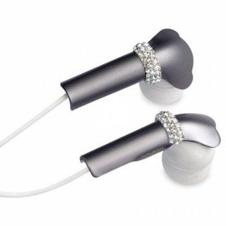 Deos White Headphone w/ crystal accent covers * Swarovski Elements iPhone Earbuds New Electronics