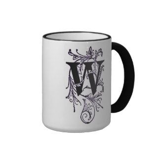 Letter 'W' Wrapped in Purple Vines   Mug