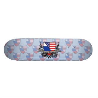 Russian American Shield Flag Custom Skateboard