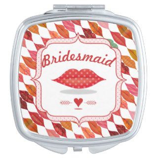 Funky Mrs. Lips Bridesmaid Mirrored Compact Mirror For Makeup