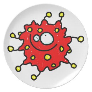 Red Cartoon Germ Party Plate