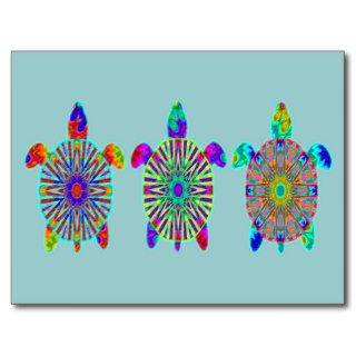Three Colorful Turtles Postcard