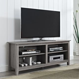 58 inch Ash Grey Reclaimed Wood TV Stand Entertainment Centers
