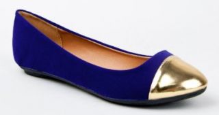 Qupid SAVANA 149X Gold Cap Toe Slip On Classic Ballet Flat Dress Shoe Shoes