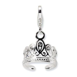 New Amore La Vita Sterling Silver 3 D Tiara Charm with Lobster Clasp with Lobster Clasp Jewelry
