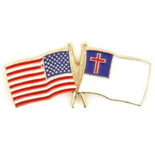 USA and Christian Crossed Friendship Flag Lapel Pin Brooches And Pins Jewelry