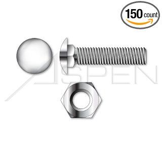 (150pcs each) 1/4" 20 X 4 1/2 Carriage Bolts, Hex Nuts, Stainless Steel 18 8 Ships FREE in USA