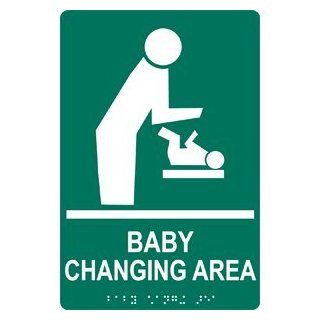 ADA Baby Changing Area Braille Sign RRE 175 WHTonPNGRN Restrooms  Business And Store Signs 