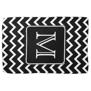 Black and White Chevron with Custom Monogram. Hand Towels
