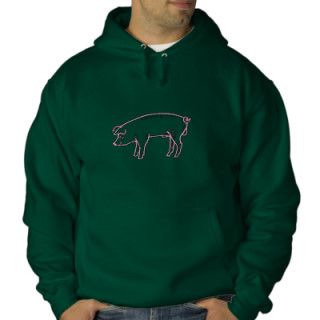 Large Pig Outline Embroidered Hoodie