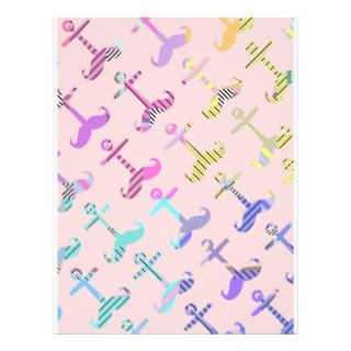 Funny Striped Pastel Anchstache Pattern pink Flyers