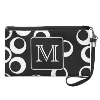 Your Letter. Black and White Monogram. Fun Pattern Wristlets
