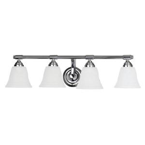 Yosemite Home Decor 4 Light Incandescent Bathroom Vanity, Chrome Frame with Linen Frosted Shades 5924CH