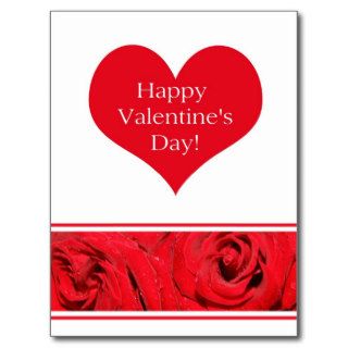 Happy Valentine's Day Red Heart Rose border Post Cards