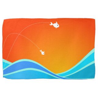 Two Fish Jumping In The Sea Kitchen Towel
