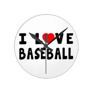 I Love Baseball Round Clocks