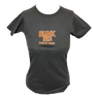 Blink 182 Girls Juniors T Shirt   Twenty Years Anniversary Rocking Rabbit Image Novelty T Shirts Clothing