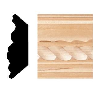 House of Fara 3/4 in. x 2 1/4 in. x 8 ft. Hardwood Rope Insert Crown Moulding 727