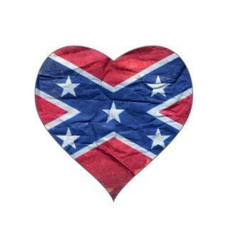 Grunge Dirty Redneck Confederate Flag Heart Sticker