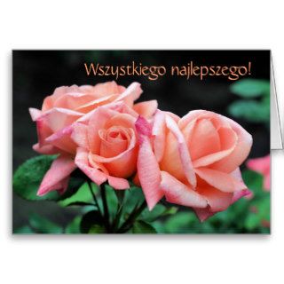 Polish Birthday Sto Lat Rosebuds Floral Card