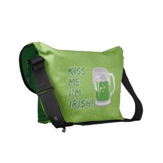Kiss Me I'm Irish Green Beer Mug Clovers Courier Bag