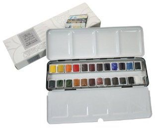 Windsor & Newton artist watercolor half pan 24 color set light weight metal box set (japan import) Toys & Games
