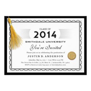 2014 Diploma Graduation Invite with Gold Tassel