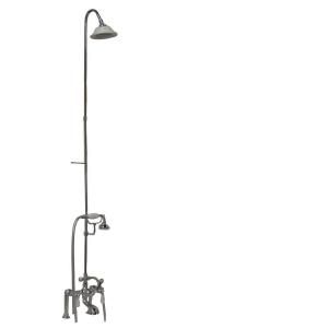 Barclay Products 3 Handle Claw Foot Tub Faucet with Riser, Hand Shower and Showerhead in Chrome 4062 PL CP