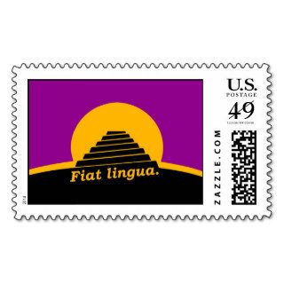 Conlang flag Tricolor stamp (w/ motto), horizontal