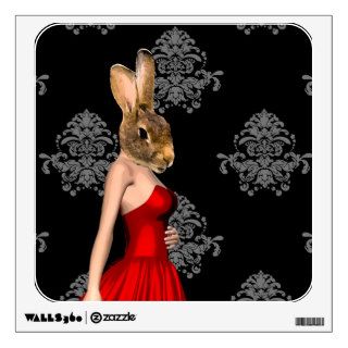 Bunny in red dress wall graphic