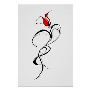 Red Rose Lady Tribal Tattoo for Valentines Day Print
