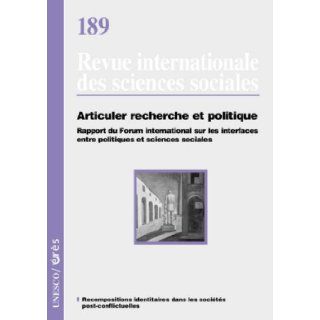 Riss 189 Articuler Recherche et Politiq (French Edition) Collectif 9782749210117 Books