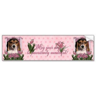 Mothers Day   Pink Tulips   Beagle Puppy Bumper Stickers