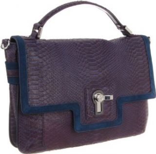 Juicy Couture Mixed Media Colorblock Snake YHRU3146 Satchel,Blackberry,One Size Clothing