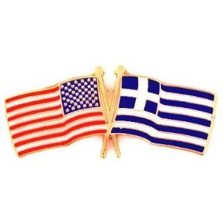 USA and Greece Crossed Friendship Flag Lapel Pin Brooches And Pins Jewelry