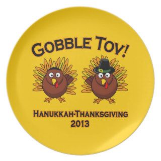 GOBBLE TOV THANKSGIVING HANUKKAH 2013 DINNER PLATE