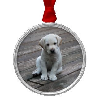 White Labrador Retriever Puppy Christmas Ornament