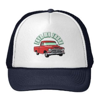 I love my truck   Old, classic red pickup Hats