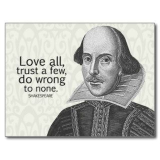 Shakespeare's Love All, Trust a Few, DoQuote Post Cards