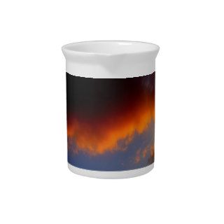 Sunset with Orange Clouds and Blue Sky Drink Pitcher