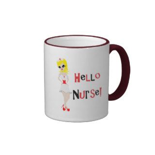 Hello Nurse pretty blond nurse cartoon Mugs