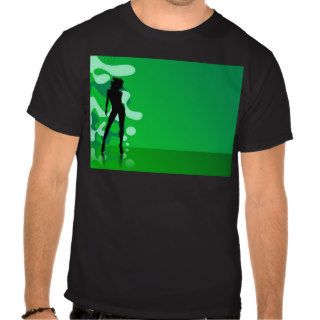 cool retro green dance girl background tee shirt