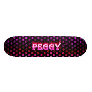 Peggy skateboard pink fire and flames design