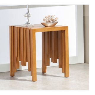 Brazilian Cherrywood Geomretric Paneled End Table Furnitech Coffee, Sofa & End Tables