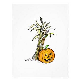 pumpkin next to corn shock graphic flyer