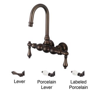 Water Creation F6 0014 03 Vintage Classic 3 3/8 inch Center Wall Mount Tub Faucet Gooseneck Spout Straight Wall Connector Water Creation Bathroom Faucets