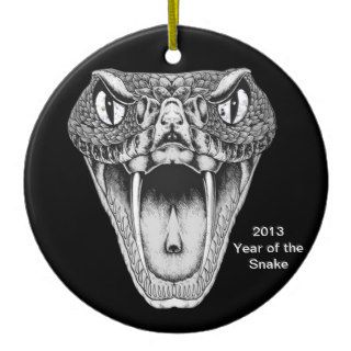 2013 Year of the Snake, Bling Black and White Christmas Tree Ornament
